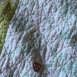 Heart Pendant Necklace with Pink Stones